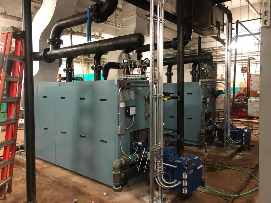 Commercial Burnham boiler installation